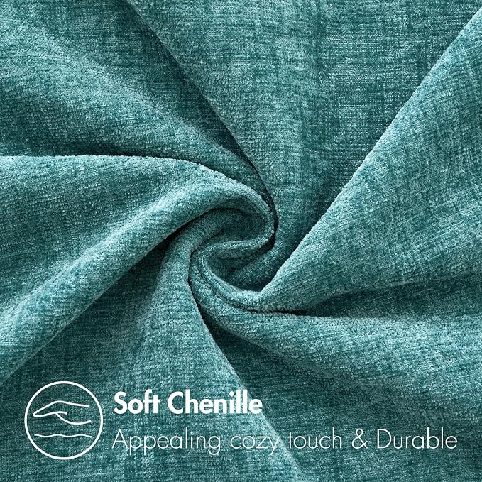 MIULEE Pack of 2 Couch Throw Pillow Covers 26x26 Inch Soft Teal Chenille Pillow - Image 2
