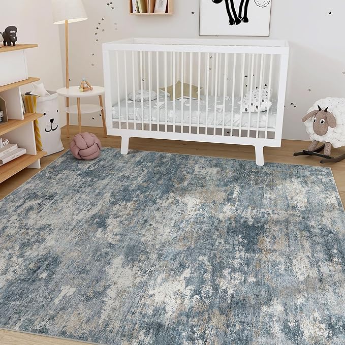 Nakagishi 7x9 Area Rugs Living Room: Washable Abstract Large Neutral Soft Rug - Image 6