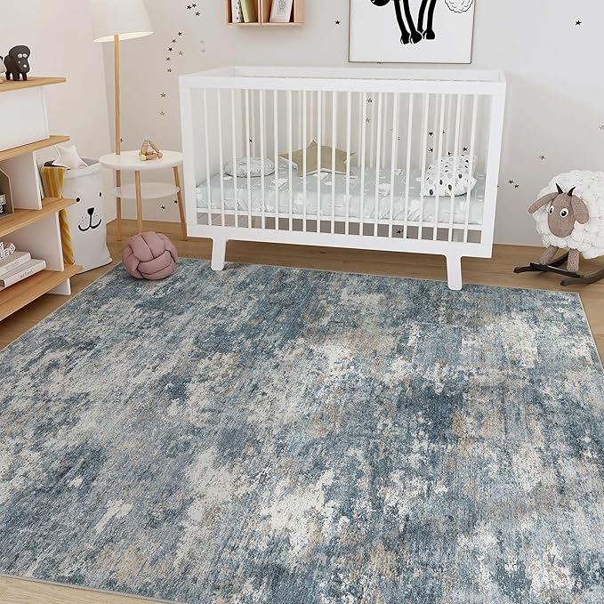 Nakagishi 8x10 Area Rugs Living Room: Washable Abstract Large Neutral Soft Rug - Image 6