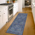 Non Slip 2x7 Dark Blue Runner Washable by HazoHaus
