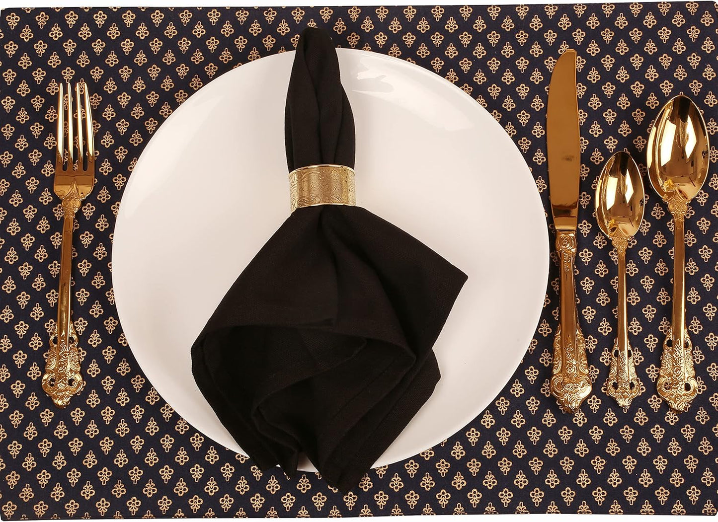 Gorgeous Beautifully Handcrafted Floral Large Size Gold Color Party Dining Table Napkin Holders (Set Of 6)