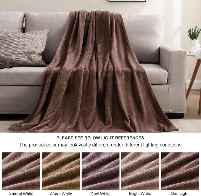 BEDELITE Fleece Blankets Queen Size Brown Throw Blankets - Image 5