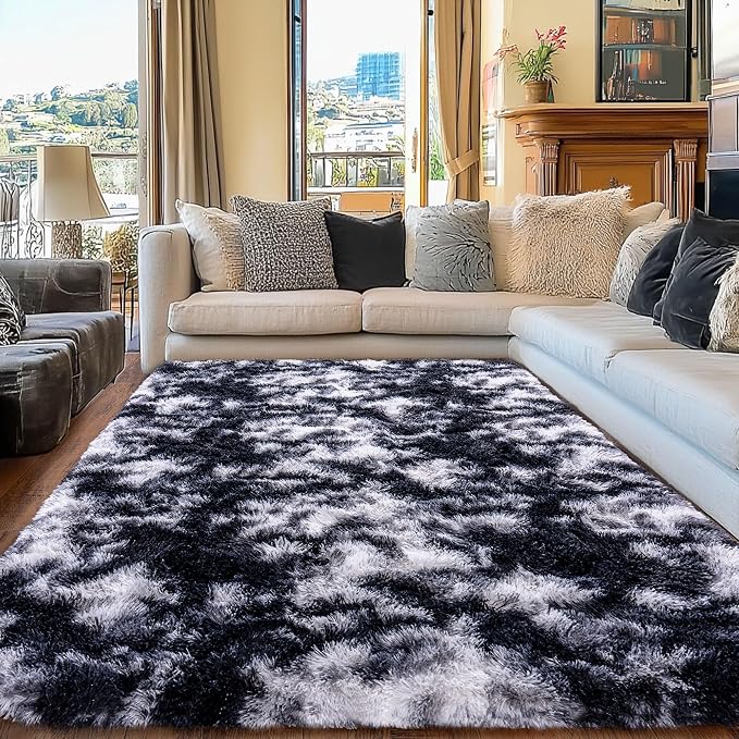 Black and White Rug for Living Room, 6x9 Area Rug for Bedroom, Bedside Indoor - Image 8
