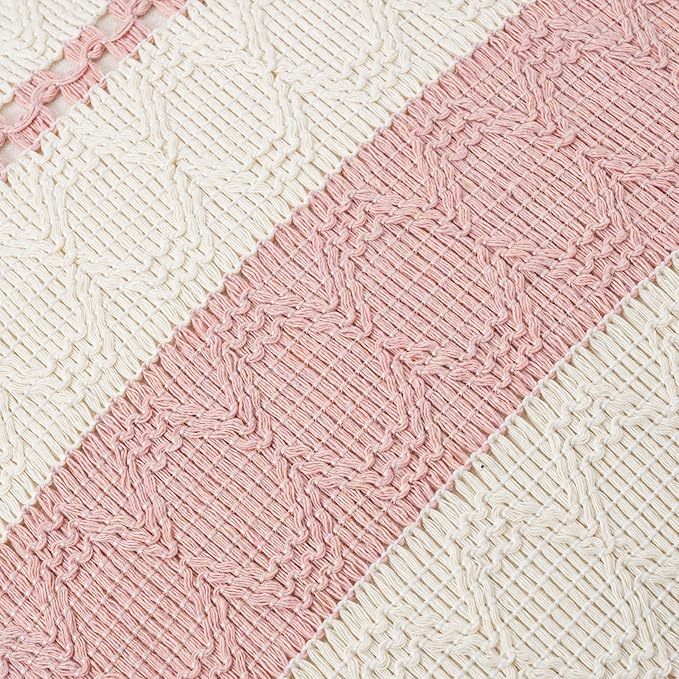 Fancy Homi Set of 1 Boho Pink Decorative Throw Pillow Cover 20x20 Inch - Image 4