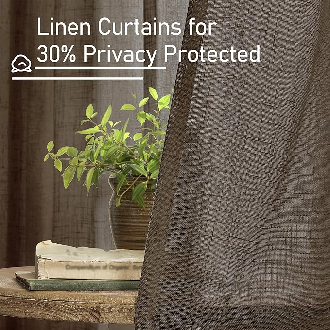 LAMIT Linen Curtains 90 Inch for Living Room, Back Tab and Rod Pocket Linen - Image 5