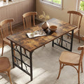 LITTLE TREE Farmhouse Dining Table for 4-6, 54.7-Inch Wooden Rectangle Kitchen Dining Room Table, Industrial Rustic Dinner Desk for Kitchen, Living Room, Home, Brown