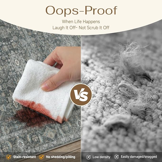 6x9 Washable Area Rug for Living Room Bedroom Vintage Black Grey Carpet Soft - Image 7