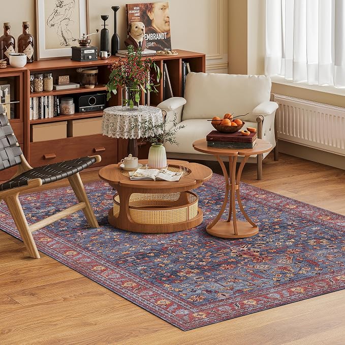 Washable Area Rug 9' x 12' Vintage Traditional Persian Mat - Image 2