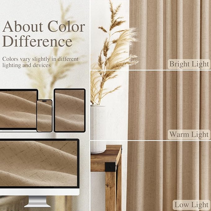 Nanspring Sand Beige Curtains 108 Inches Long - Image 3