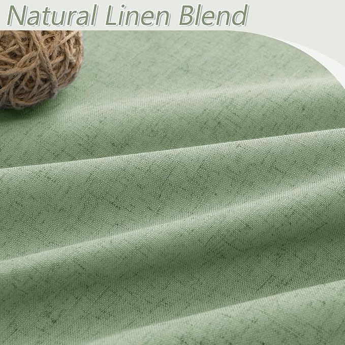 Guken Light Sage 100% Blackout Linen Curtains 72 Inch Length 2 Panels Set - Image 3