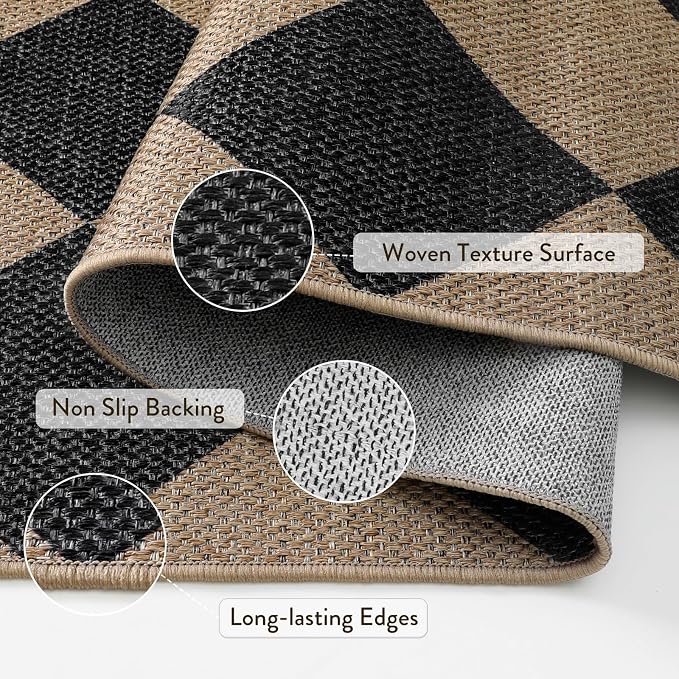 Lahome Colette Checkered Easy Jute Outdoor Rug, 5x7 Area Rugs - Image 4