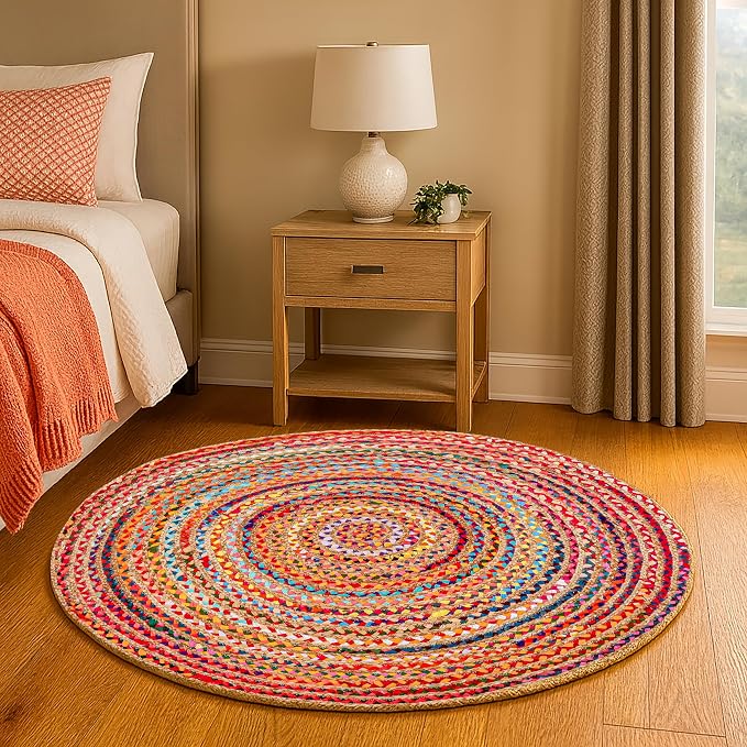 Hausattire Bohemian Braided Rug 4' Round - Image 3