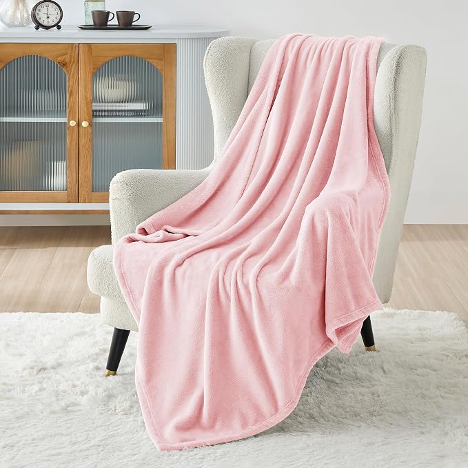 Bedsure GentleSoft Pink Fleece Throw Blanket - Image 2