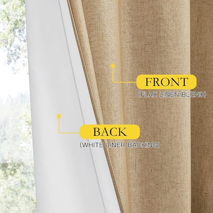 NICETOWN 100% Absolutely Blackout Linen Curtains - Image 5
