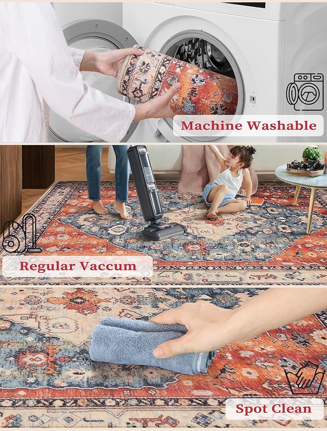 SERISSA Runner Rug for Hallways, Extra Long Boho Rug Ultra Soft Vintage Tribal - Image 3