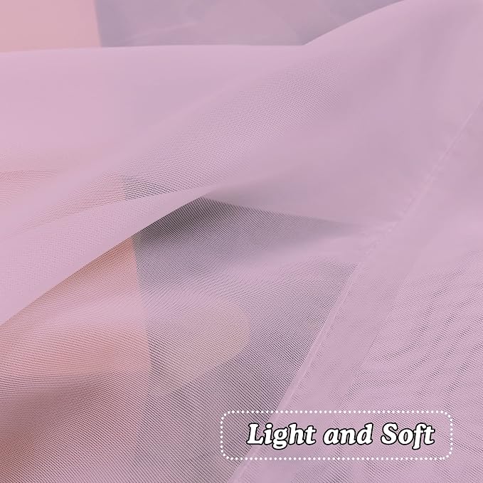 OVZME Light Pink Sheer Curtains 36 inch Length Kitchen Tiers Short Voile - Image 4