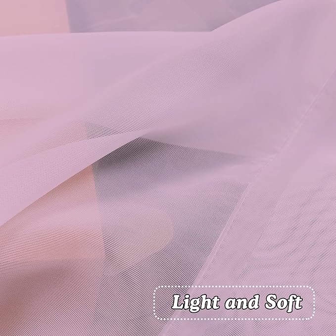 OVZME Light Pink Sheer Curtains 45 Inches Long 2 Panels, Light Filtering Sheer - Image 2