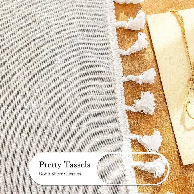 MYSKY HOME White 63 inch Length Semi Sheer Curtain - Image 5