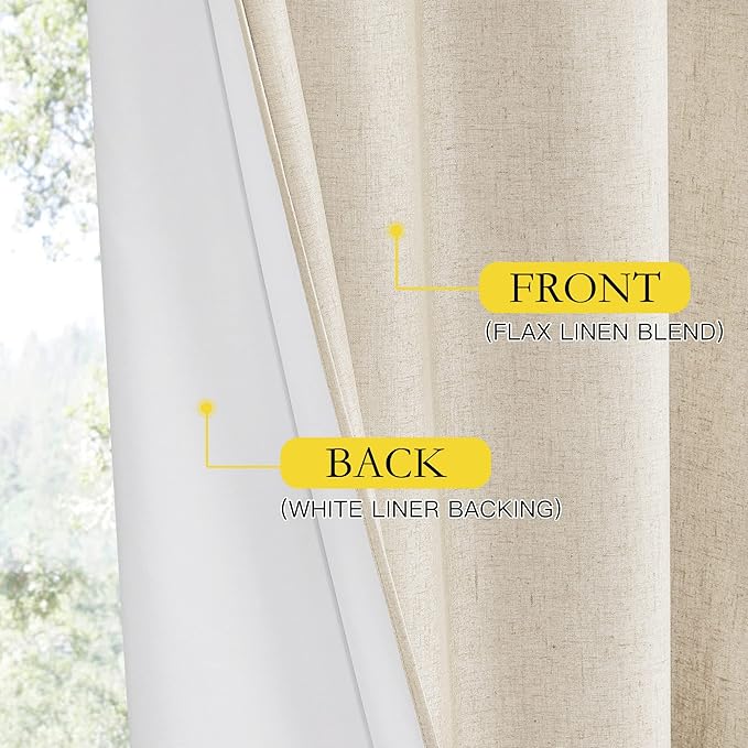NICETOWN 100% Absolutely Blackout Linen Curtains - Image 7