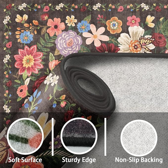 Black/Brown Kitchen Rug 2x6, Non Slip Washable Runner Rugs - Image 6