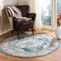 SAFAVIEH Monaco Collection Area Rug - 11' Round, Navy & Light Blue, Boho Chic Medallion Distressed Design, Non-Shedding & Easy Care, Ideal for High Traffic Areas in Living Room, Bedroom (MNC243N)