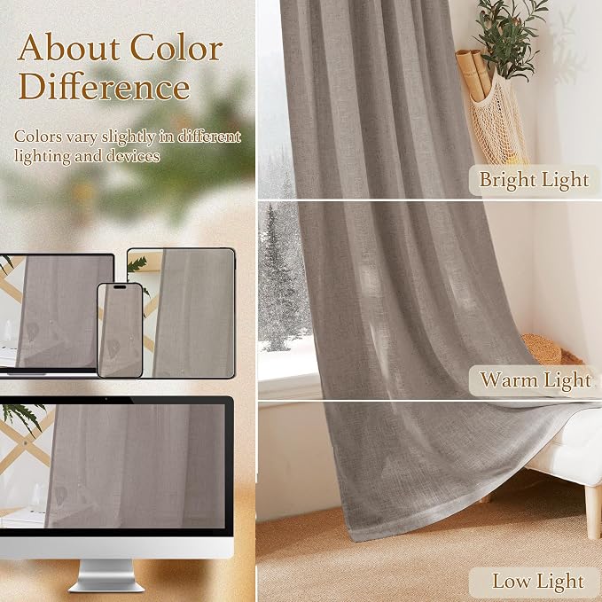 RYB HOME Sheer Curtains 95 inches Long - Image 7