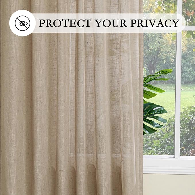 MYSKY HOME Taupe Curtains for Beroom Liivng Room 84 Inch Length 2 Panels Set - Image 6