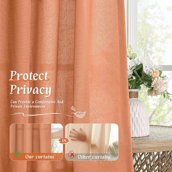 LAMIT Terracotta Linen Curtains 72 inches Long - Image 5