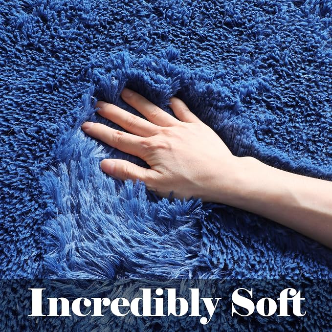 ONASAR Navy Area Rugs for Bedroom Living Room, 4x6 Blue Fluffy Indoor Bedside - Image 2