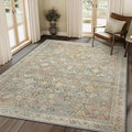 10X14 Area Rugs Machine Washable Rugs for Living Room, Vintage Boho Large Rugs for Bedroom Dining Room, Non Slip Indoor Soft Distressed Lightweight Thin Low Pile Carpet, Turmeric