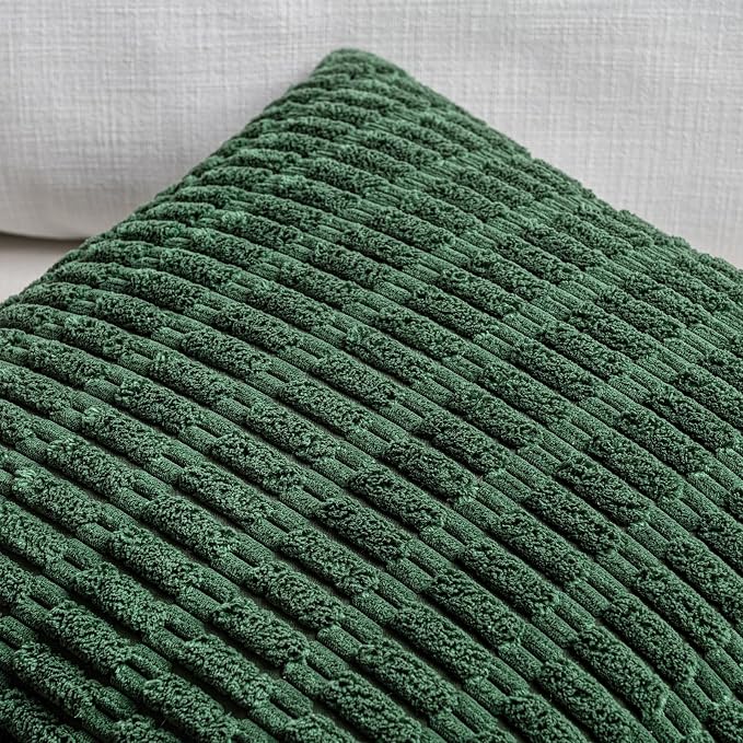 Fancy Homi 4 Packs Hunter Green Decorative Throw Pillow Covers 20x20 Inch - Image 4