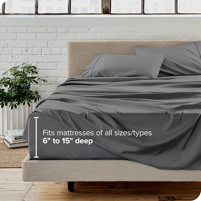 Bare Home Split King Sheet Set - 1800 Ultra-Soft Microfiber Bed Sheets - Double Brushed - Deep Pockets - Easy Fit - 5 Piece Set - Bed Sheets & Pillowcases (Split King, Grey)