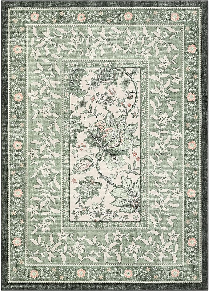 GarveeHome Provence Sage Green Area Rugs 10x13 Living Room, Botanical Grove - Image 4