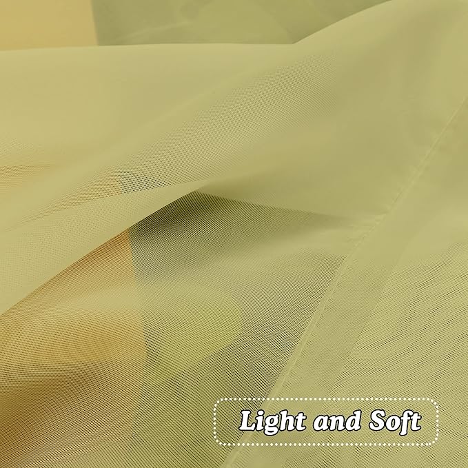OVZME Mustard Yellow Sheer Curtains 45 Inches Long 2 Panels, Light Filtering - Image 5