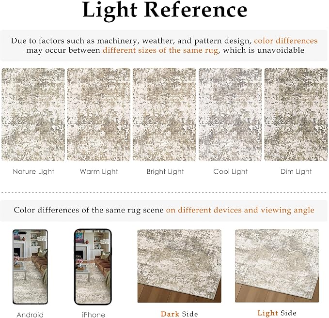 PureCozy Beige Area Rug 6x9 Machine Washable Modern Abstract Living Room Carpet - Image 7