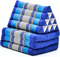Leewadee - Comfortable Japanese Floor Mattress Used As Thai Floor Bed with Triangle Cushion, Futon Mattress Or Thai Massage Mat, 67 x 21 inches, Blue