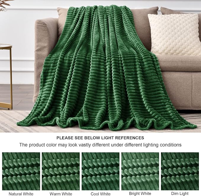 BEDELITE Fleece Throw Blanket for Couch – 3D Ribbed Jacquard Soft and Warm - Image 7