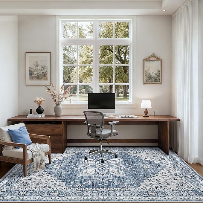 Area Rugs 9x12 Living Room Rug: Washable Rug Soft Vintage Boho Medallion Carpet - Image 9