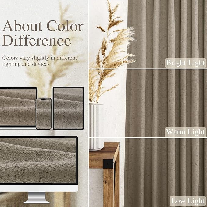 Mocha Linen Curtains 120 Inch Extra Long - Image 4