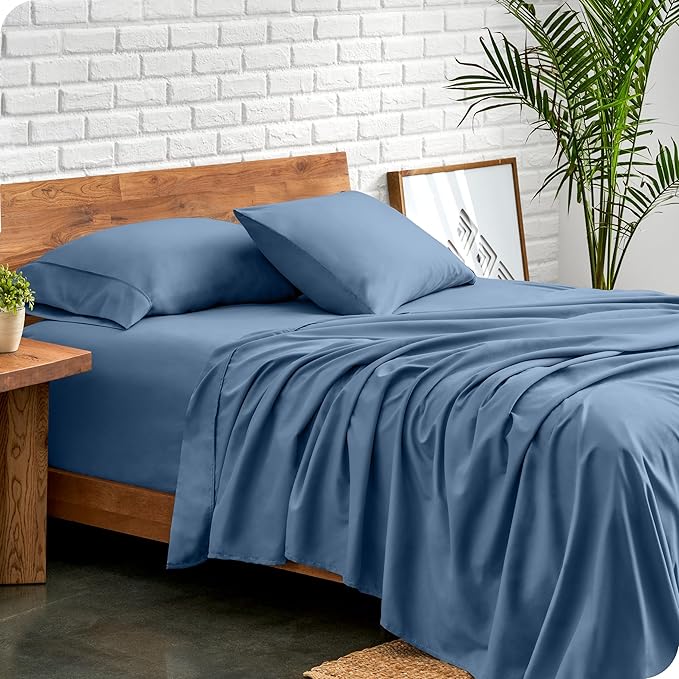 Bare Home Full XL Sheet Set - Luxury 1800 Ultra-Soft Microfiber Full Extra Long Sheets - Double Brushed - Deep Pockets - Easy Fit - 4 Piece Set - Bedding Sheets & Pillowcases (Full XL, Coronet Blue)