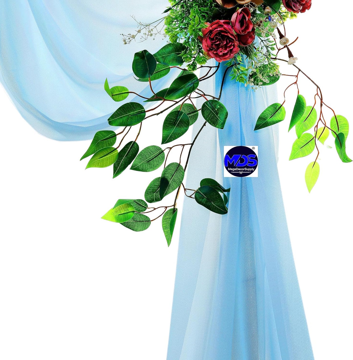 MDS Halloween Chiffon Draping Fabric - 1 Panel, 30" Wide x 40ft Long - Sheer Spooky Arbor & Canopy Drapery for Haunted House Backdrops, Party Ceilings, DIY Costumes & Themed Events - Turquoise