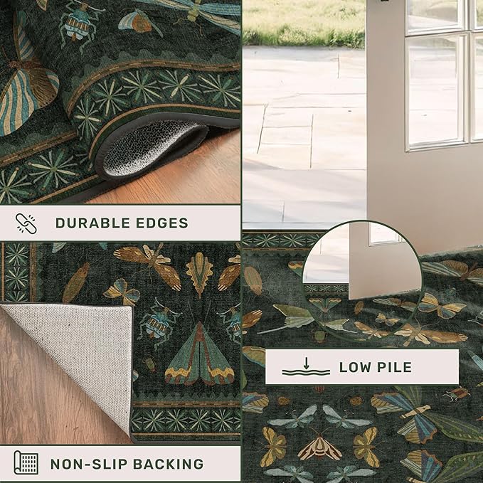 Dark Green Area Rugs 5x7 for Living Room - Image 5