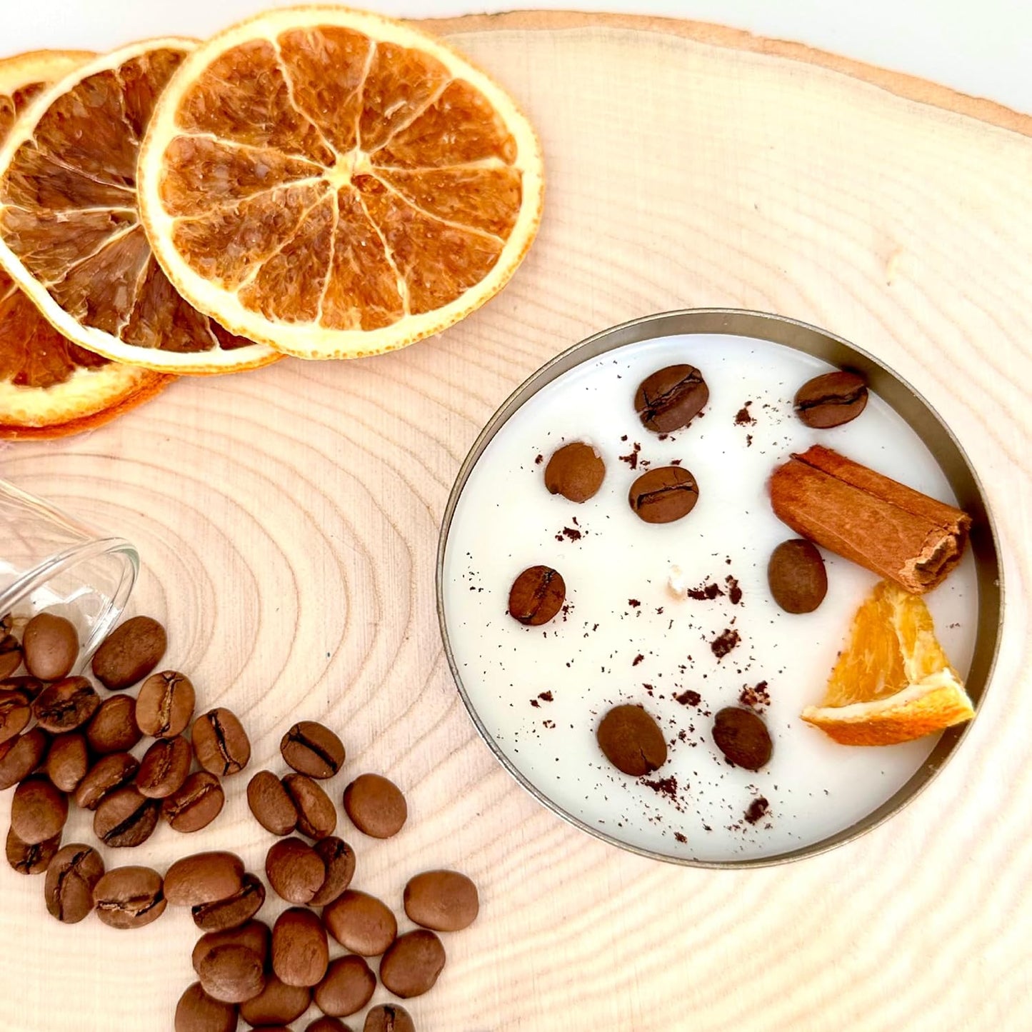 Coffee Scented Soy Wax Candle Favors with Hand-Placed Orange and Cinnamon Stick - Handmade Gift Set for Wedding Guest - Bridal Shower Baby Shower Birthday (30 Pieces)