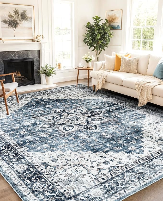 AMADA HOMEFURNISHING 9x12 Washable Area Rug, Low-Profile Large Area Rug - Image 8