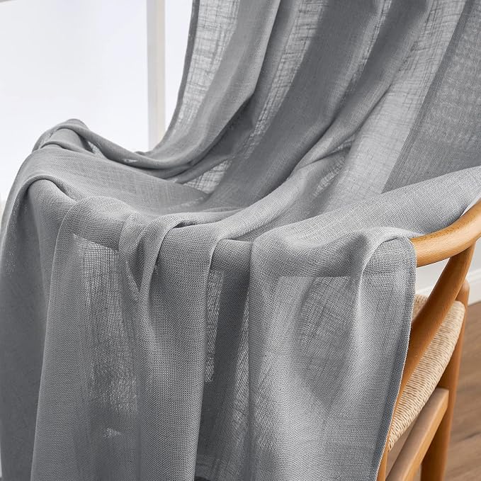 MIULEE Grey Linen Curtains 108 Inches Long - Image 6