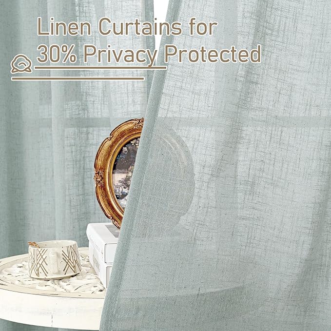 LAMIT Light Filtering Linen Curtains 68 inches Long - Image 5