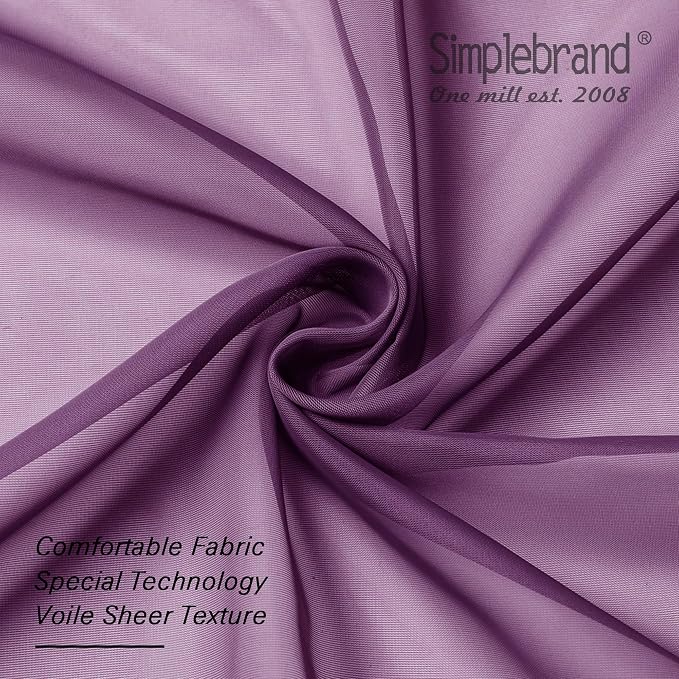 Simplebrand Plum Purple Sheer Curtains 72 Inches Long 2 Panels - Image 6