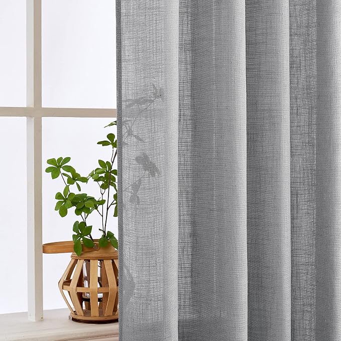 MIULEE Grey Linen Curtains 90 Inch Long - Image 5