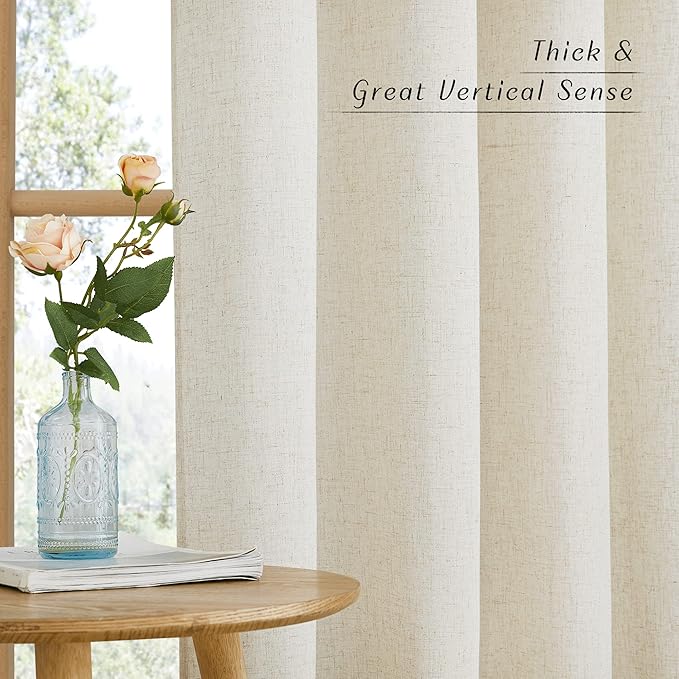NICETOWN Natural Linen 54 inches Long Curtains - Image 5