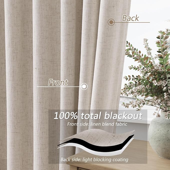 Guken 100% Blackout Curtains 120 Inch Length 2 Panels Set - Image 4